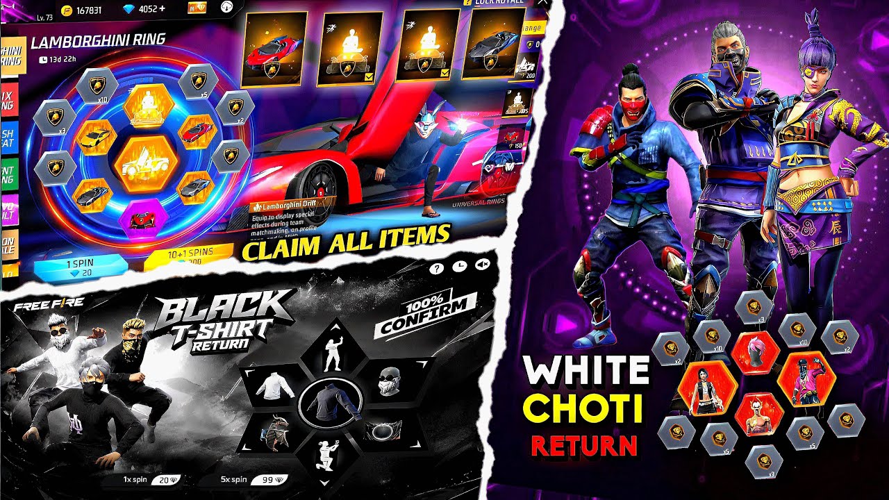 White Choti Bundle Return 🤯💥 | Lamborgini Animation Return | Free Fire New Event | Ff New Event
