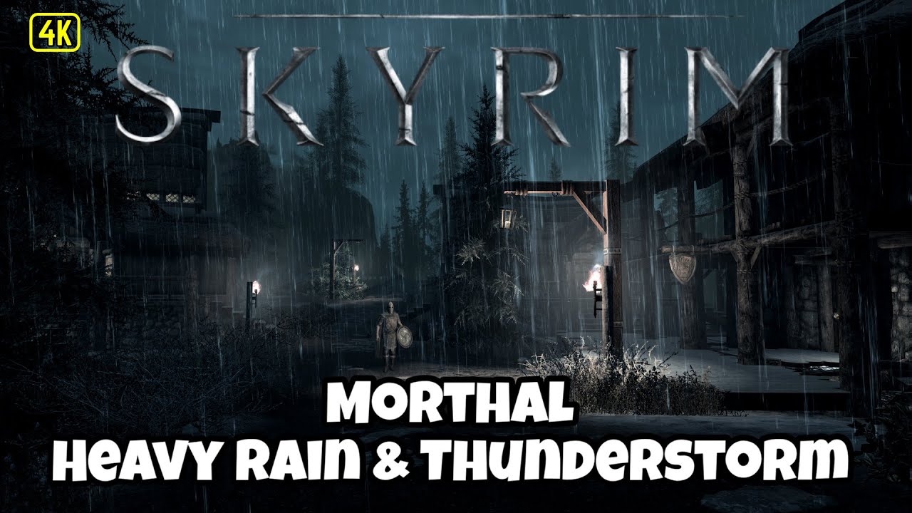 Skyrim - Morthal Heavy Rain & Thunderstorm Sounds For Sleep, Relaxing & Studying - Skyrim Ambience.