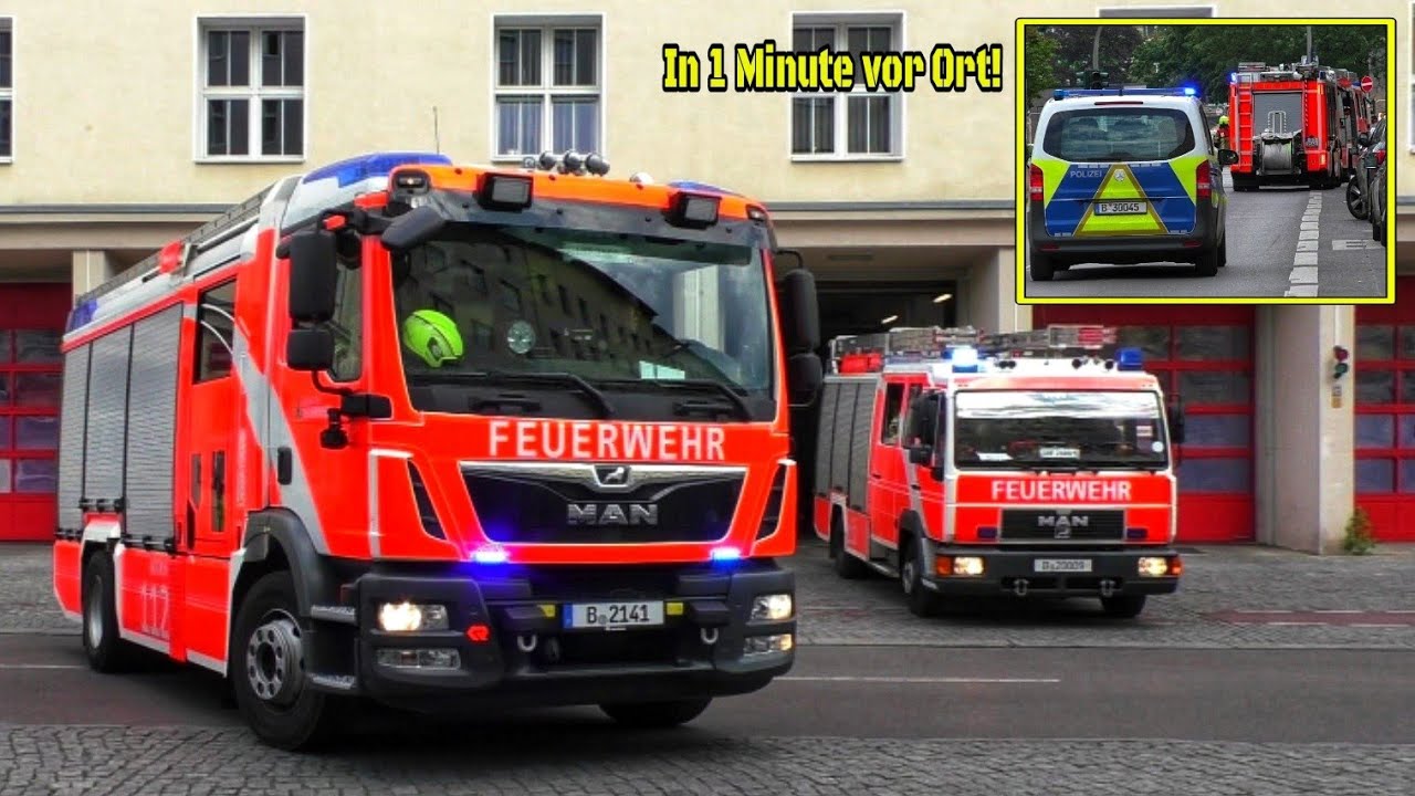 [Brandeinsatz neben der Wache 🚨] Einsatzfahrt 》LHF + LHF-LFW + 2× EWA | Berliner Feuerwehr / FW-2500