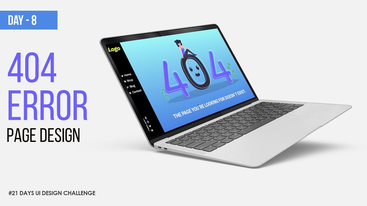 21 Days UI Design Challenge | Day - 08 | 404 page Error design | Adobe XD