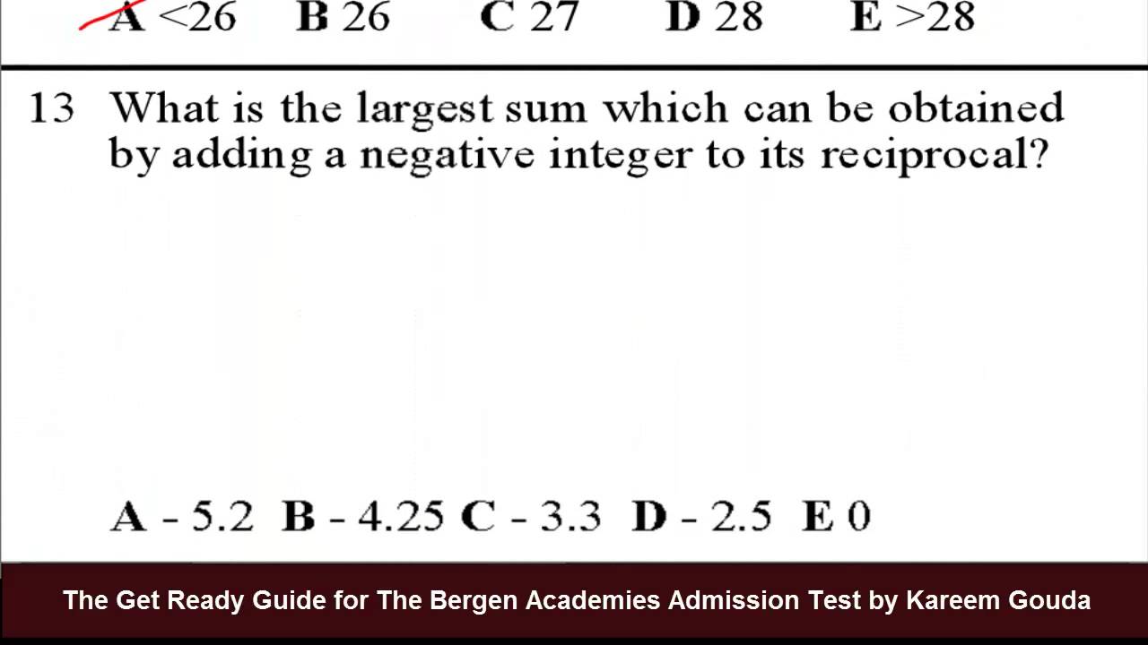 Questions 11 to 15  The Get Ready Guide for the Bergen Academies Admission Test Practice Test