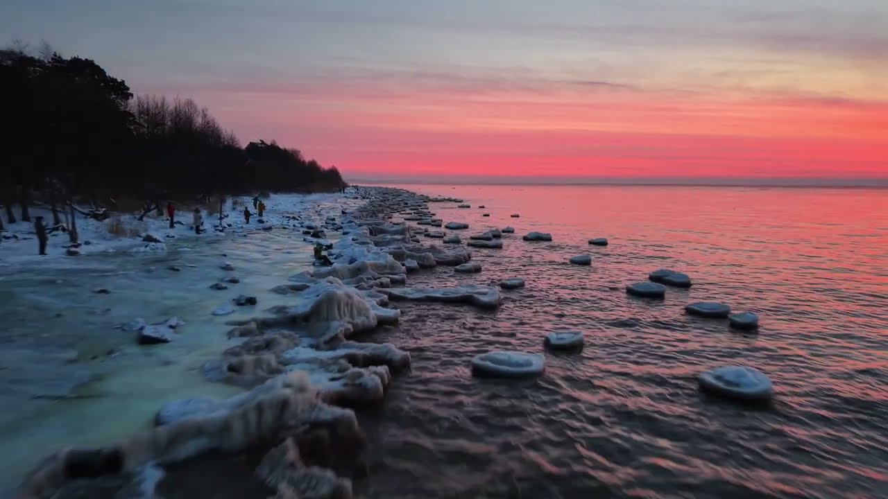 Ice & fire | Baltic coast in winter light #dji #dronelife #balticnights #balticsea
