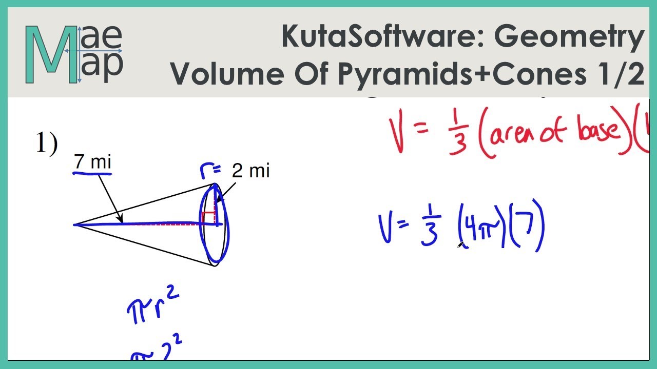 KutaSoftware: Geometry- Volume Of Pyramids And Cones Part 1