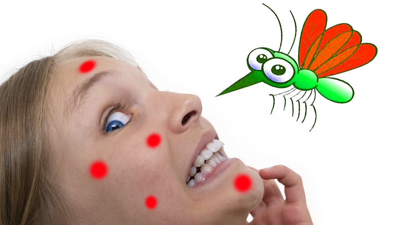Amelia pretend play with toy mosquito in our house