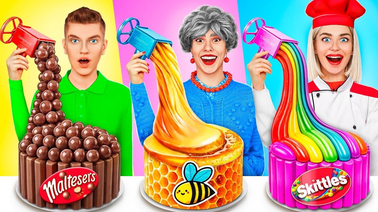 Me vs Grandma Cooking Challenge | Cake Decorating Sweet Challenge by YUMMY JELLY