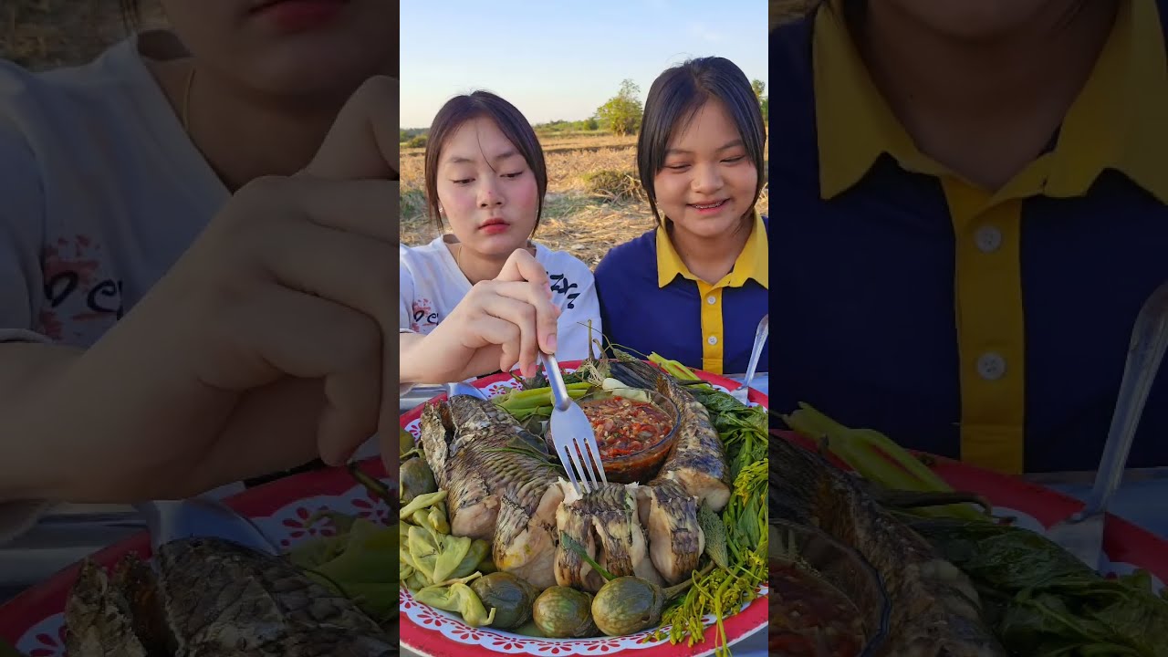 ปลาช่อนตัวใหญ่ๆนึ่งสมุนไพร
