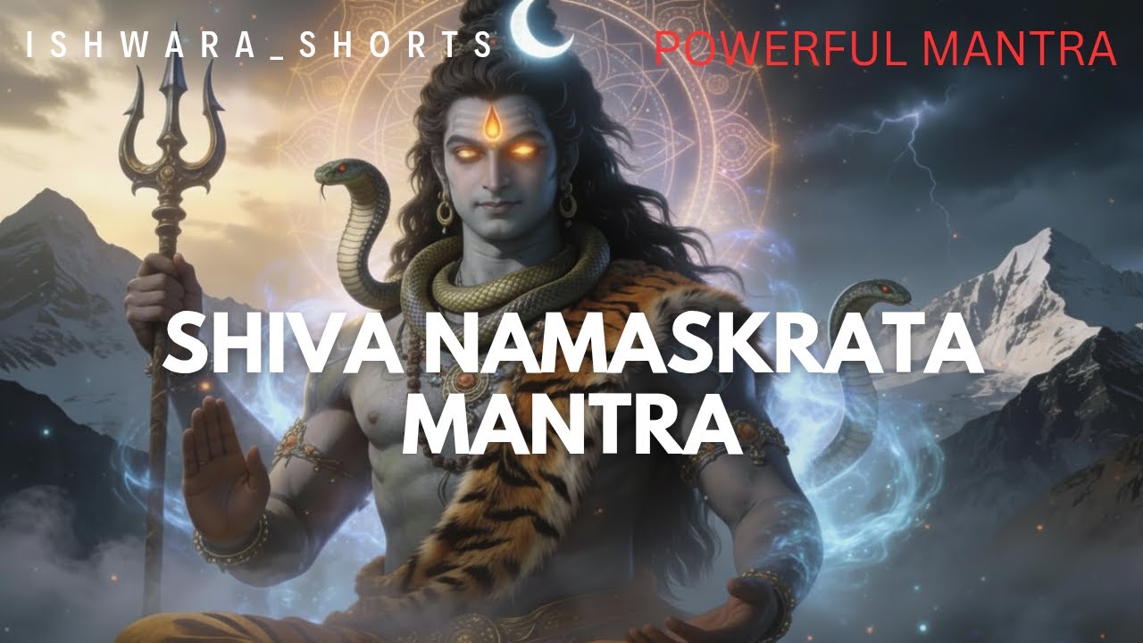 SHIVA NAMASKRATA MANTRA | Powerful Sanskrit Mantra With Lyrics | ISHWARA_SHORTS #shiv #reels #shorts