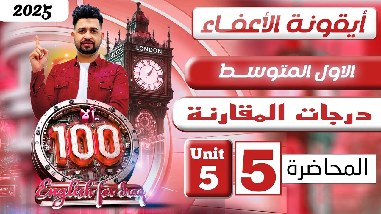 انكليزي اول متوسط المنهج الجديد 2025/درجات المقارنة/  اليونت الخامس/ المحاضرة 5