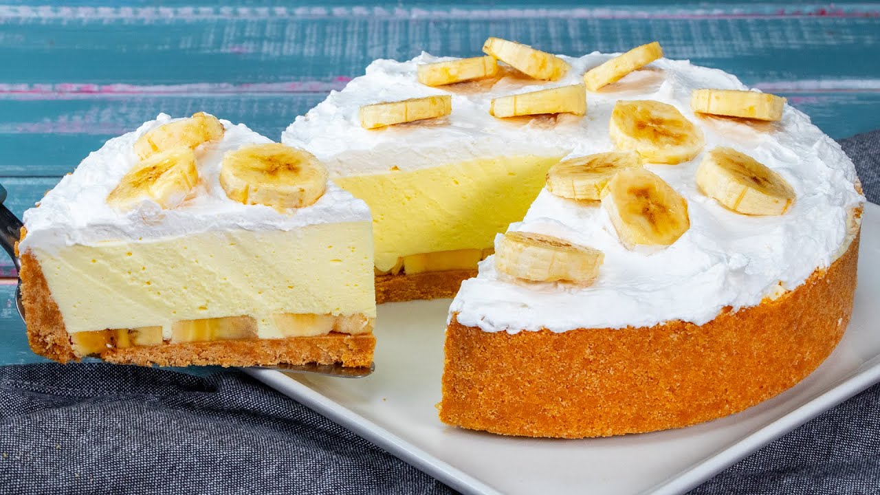 Tarta con plátanos y base de galletas lista en unos minutos | Cookrate - Español
