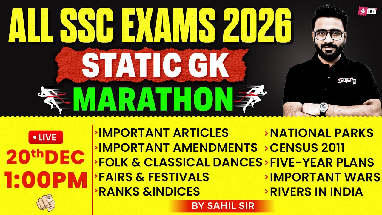 Static GK Marathon Class for All SSC Exams | Static GK One Shot | Static GK Marathon by Sahil Sir