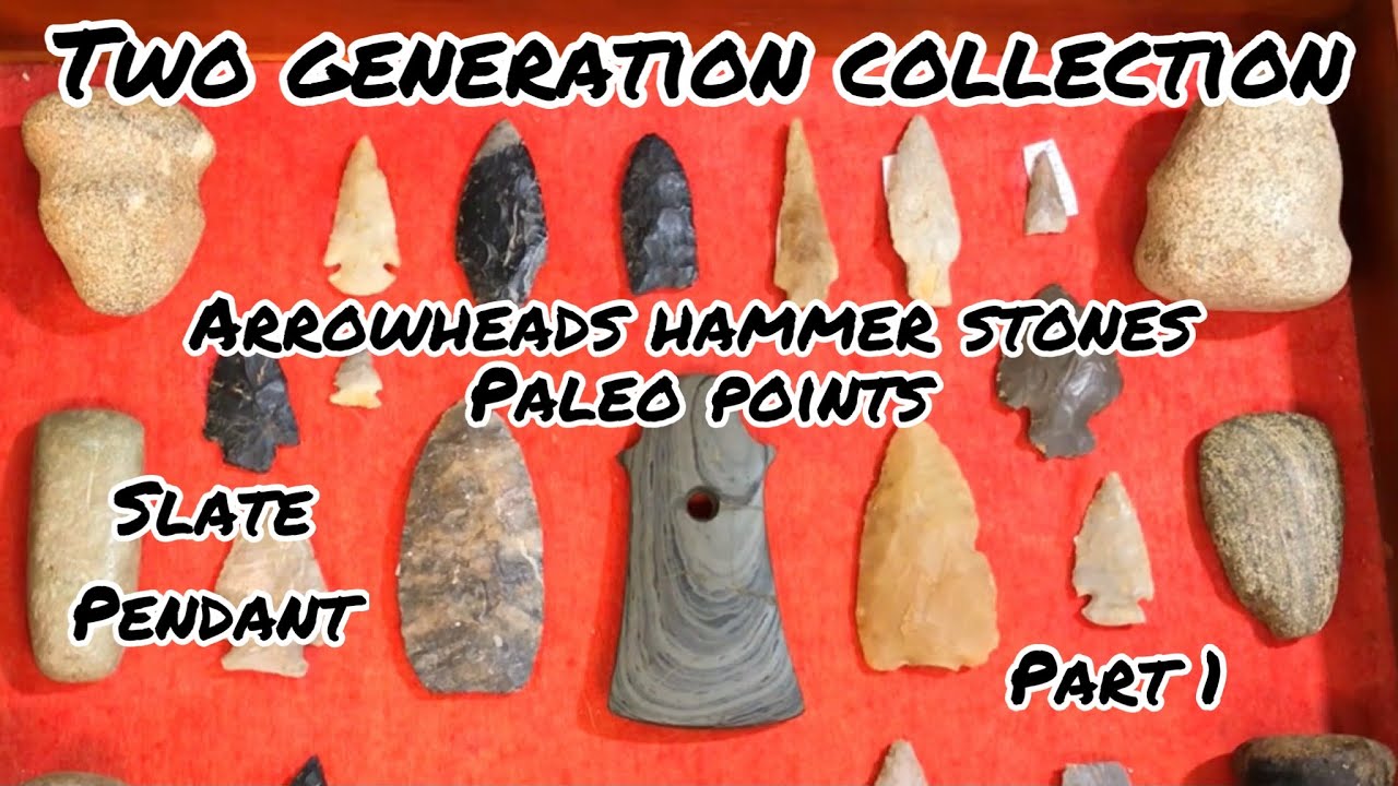 ARROWHEADS HAMMER STONES RARE PENDANT NATIVE AMERICAN INDIAN ARTIFACTS COLLECTION Part 1