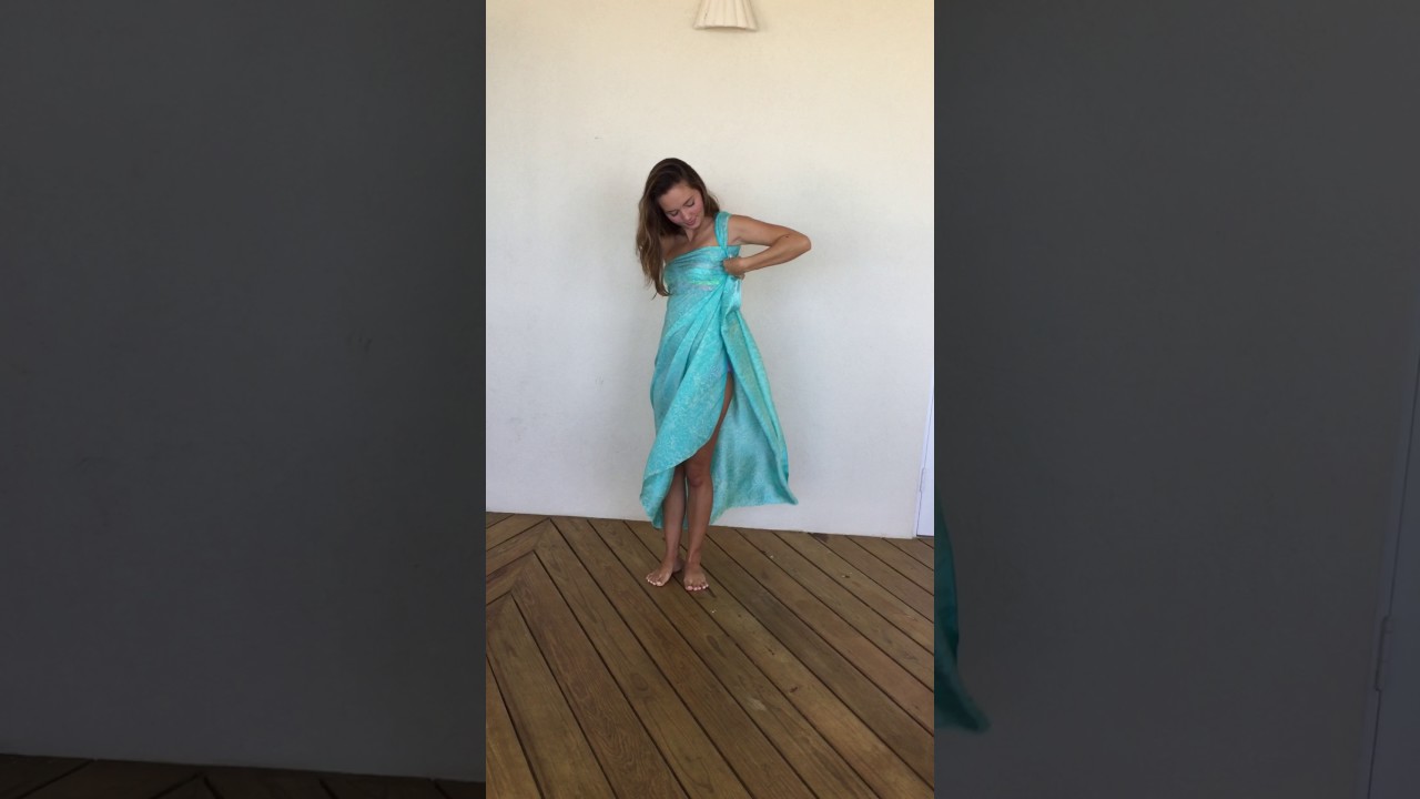 How to wear a sarong as a one shoulder dress by The Luxury Sarong Boutique - SilkSarongs.com
