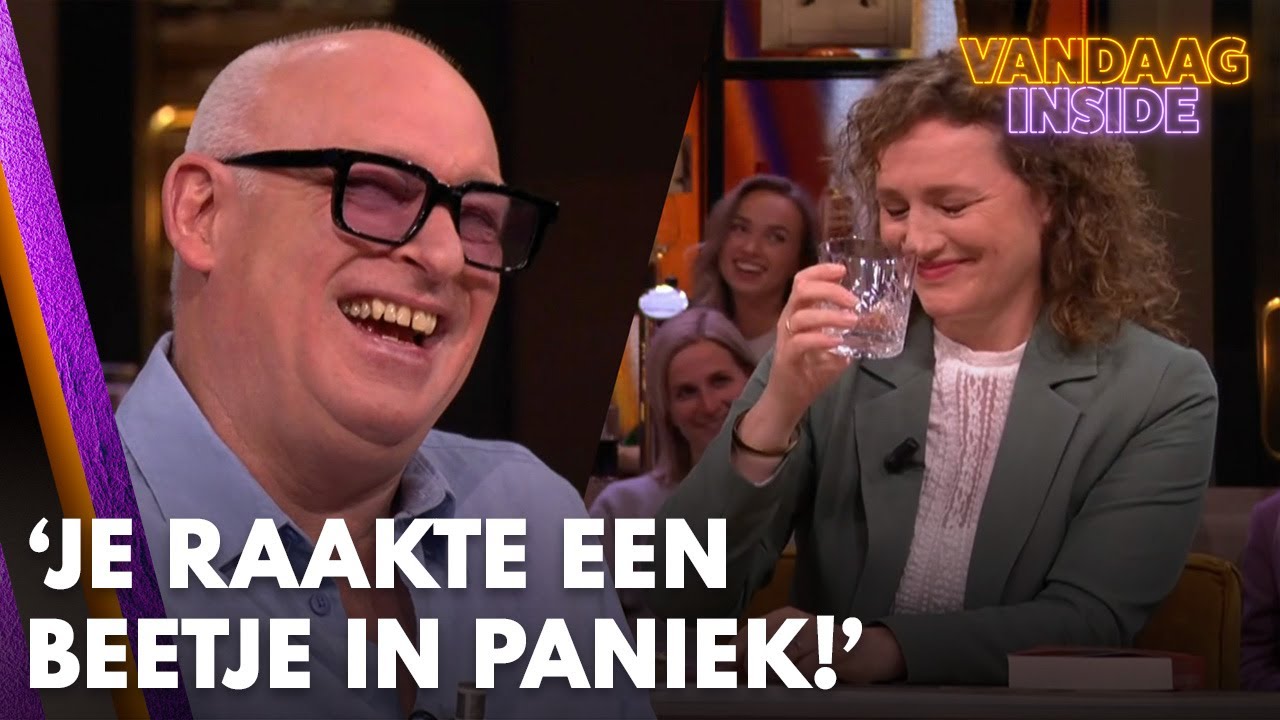 Renske Leijten neemt strategisch een slok water tijdens ordinair gesprek aan Vandaag Inside-tafel