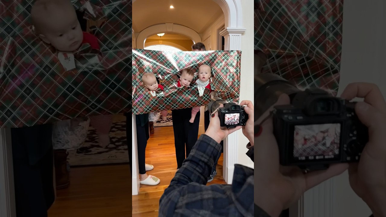 Trying the Christmas Photo trend with Triplets! 🤣 #baby #triplets #mom #cute