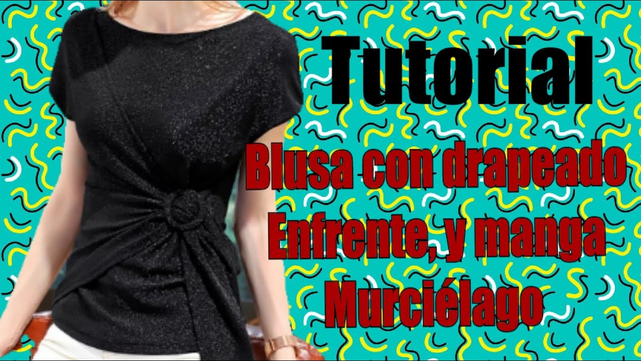 Blusa manga  murcielago y drapeado enfrente