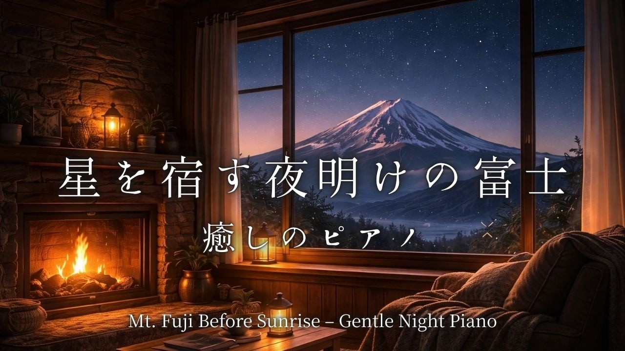 【リラックス音楽】やさしい夜のピアノ｜星を宿す夜明けの富士｜癒し音楽・癒しのピアノ・睡眠用BGM・作業用BGM｜ Relaxing Piano Ambient Music（1hour）