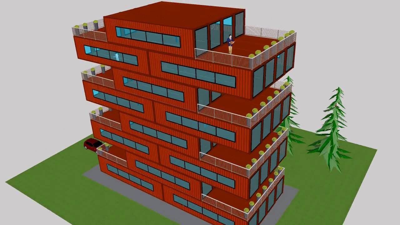Container modificati palazzina appartamenti case hotel motel abitazioni