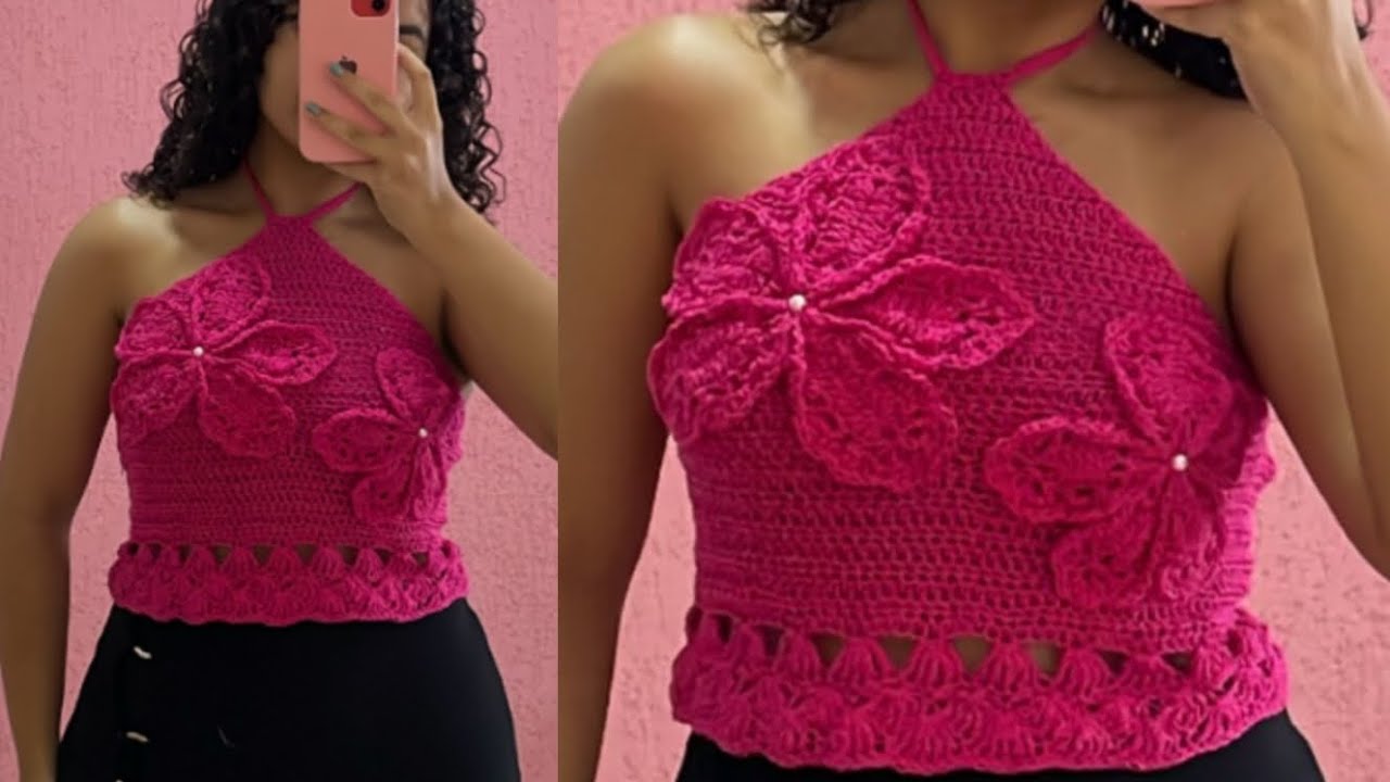 CROPPED DE CROCHÊ FLORES / PASSO A PASSO/ PARTE 1