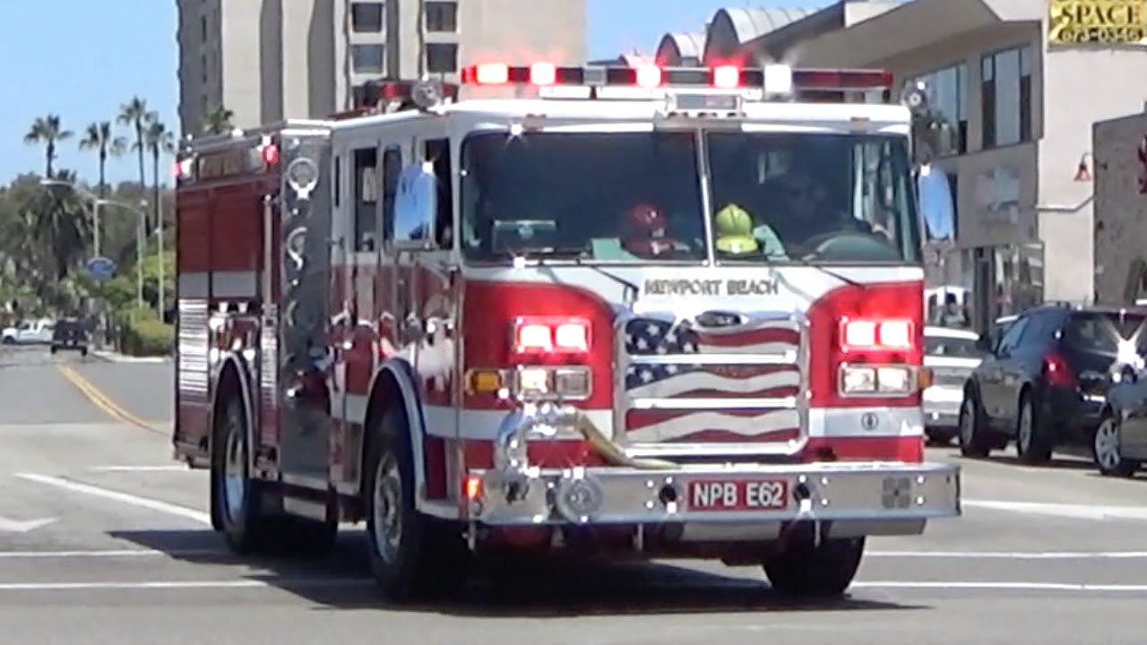 Newport Beach Fire E62 & M63 Responding