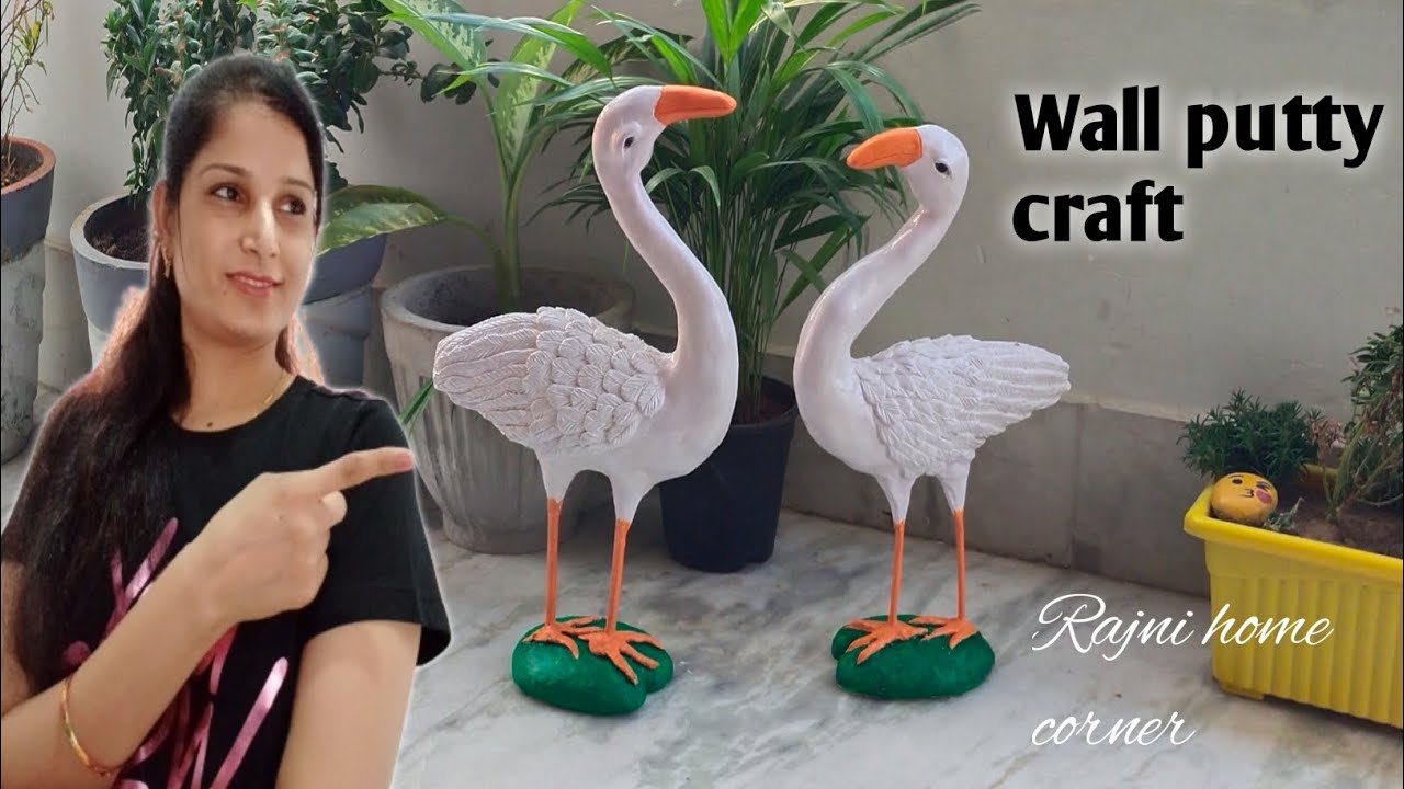 DIY | Swan Showpiece Making at Home | Wall Putty craft | Best out of Waste