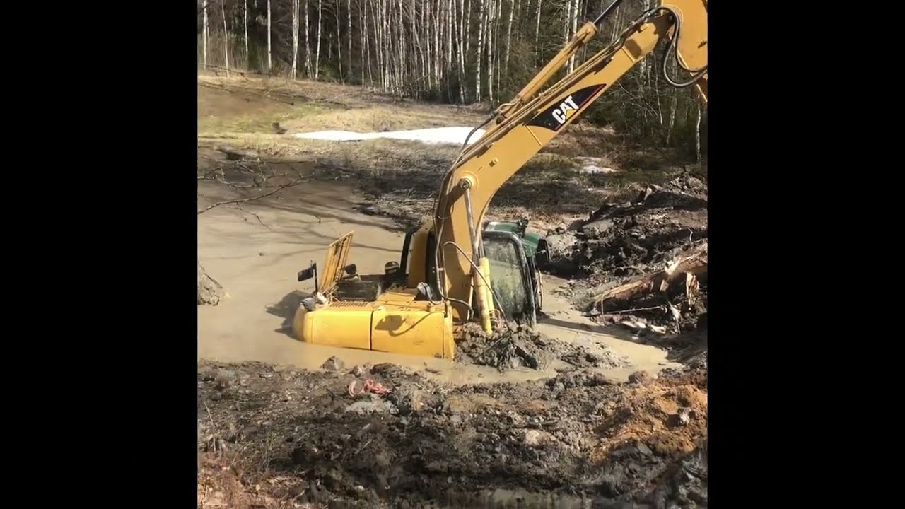 Lake swallows the excavator