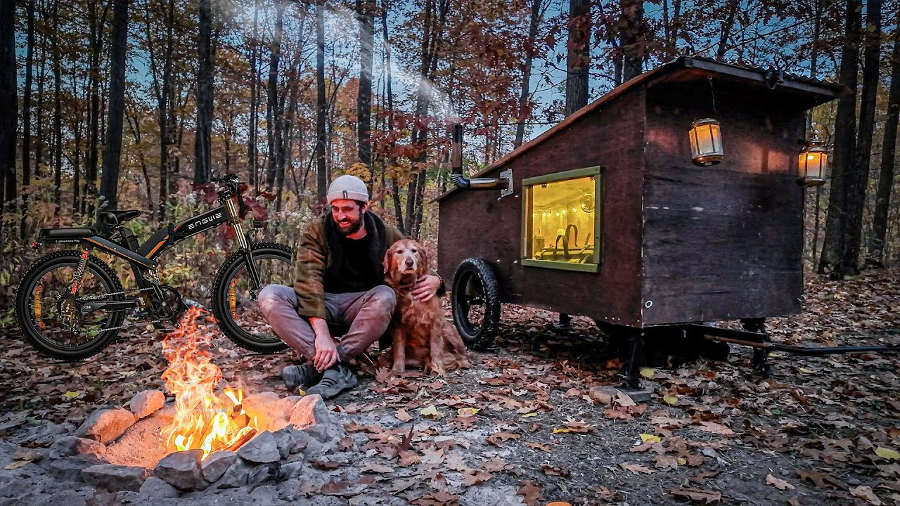 COZY NIGHT IN A TINY BIKE CAMPER w/ my Dog!