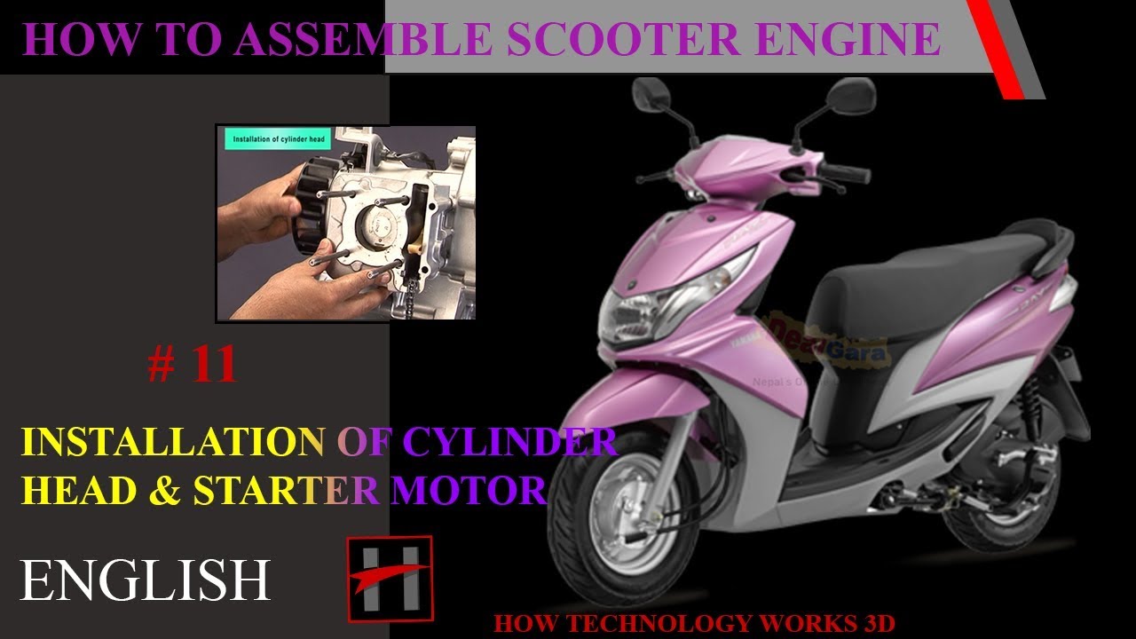 Installation of Cylinder Head & Starter Motor in Yamaha Ray & Ray Z