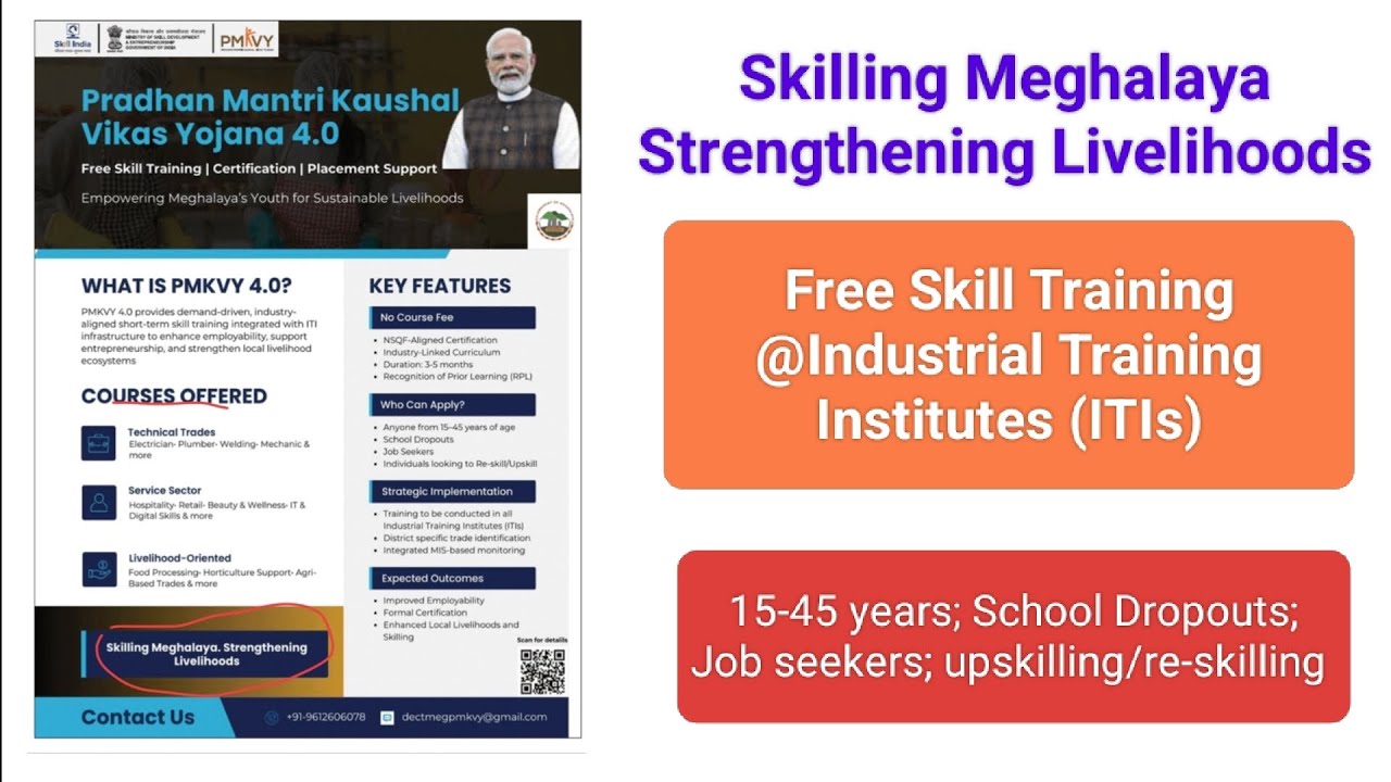 Ka Pradhan Mantri Kaushal Vikas Yojana 4.0 - Skilling Meghalaya with Free Skill Training @ITIs