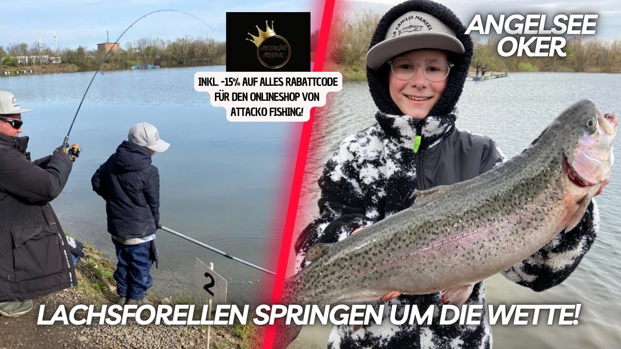 Kampfstarke Lachsforellen springen um die Wette | Angelsee Oker