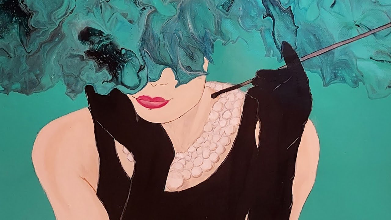 Painting Audrey Hepburn in My Style | Acrylic Pouring