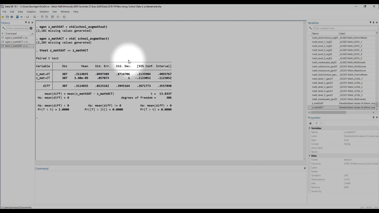 Using Stata Dependent Sample Ttest