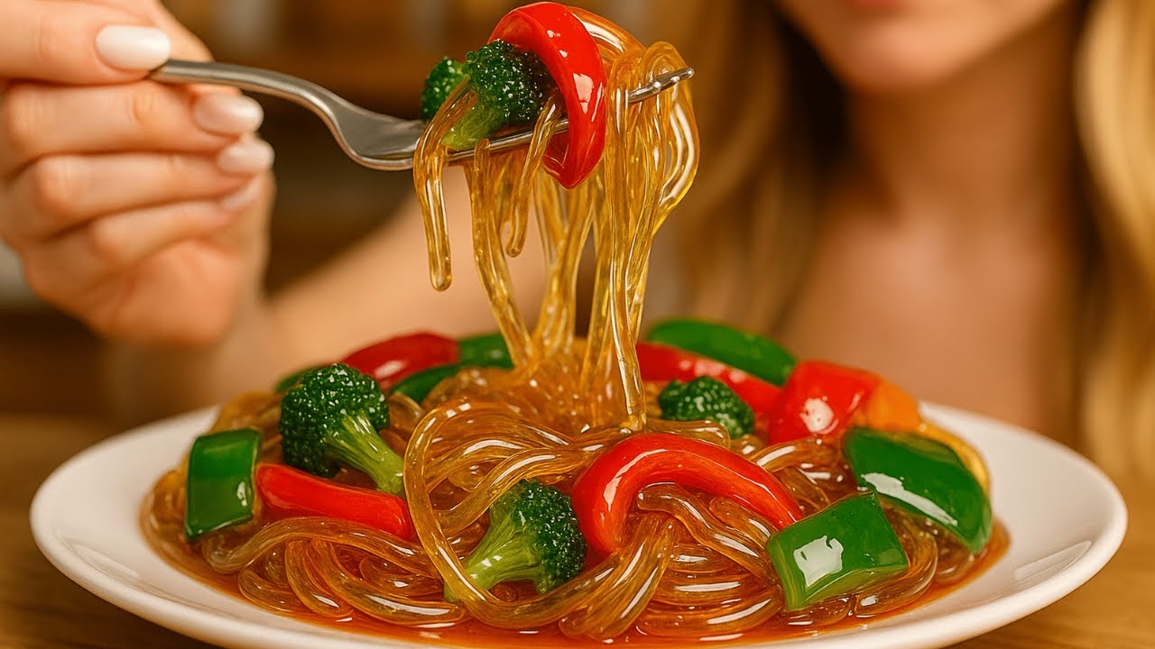 Glass Noodles Stir Fry ASMR | Crystal Food Cooking & Eating | Oddly Satisfying Sounds