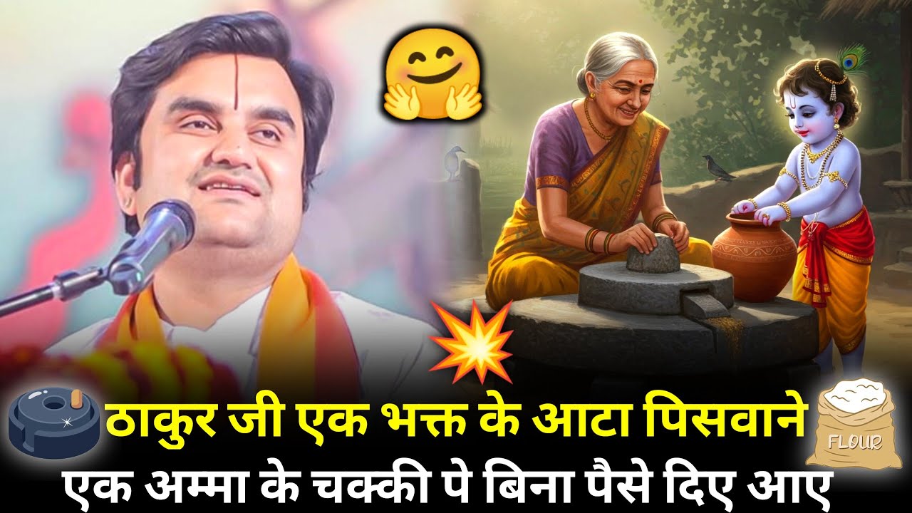 🫰ठाकुर जी 🐢 आटा पिसवाने🫙 आए |🪸Indresh Ji Maharaj Bhagwat Katha
