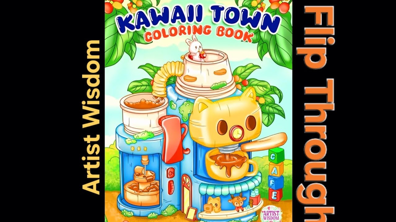 Kawaii Town Coloring Book by Artist Wisdom Flip Through