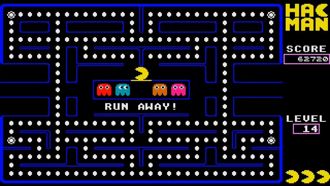 ATARI ST RUN AWAY! LEVEL 14 HACMAN I HAC MAN 1 PACMAN PAC MAN HACK CLONE David Bagget ELEMENTS