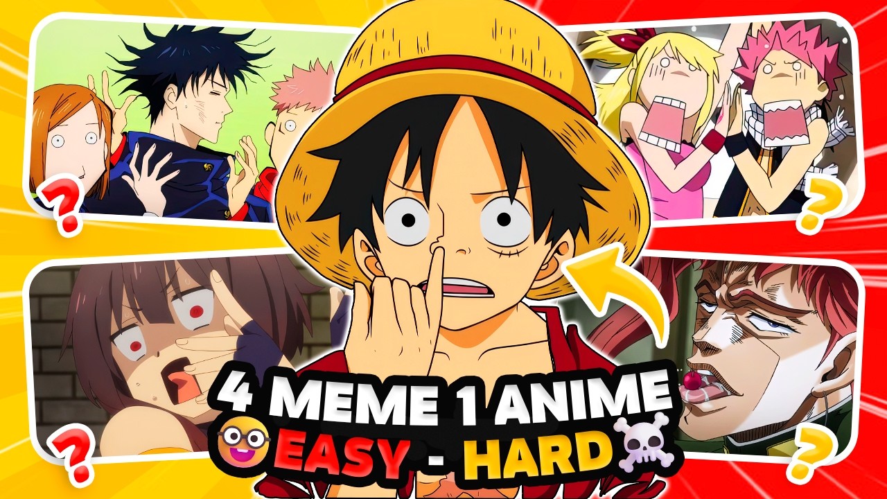 4 MEMES 1 ANIME QUIZ 😱🍥 Cringe Anime Faces Edition (🤓 EASY ➜ HARD ☠️)