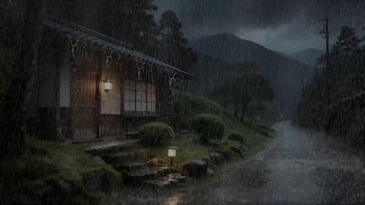 Ease the Mind Rainfall Falling on Countryside Roof for Deep Sleep and Healing