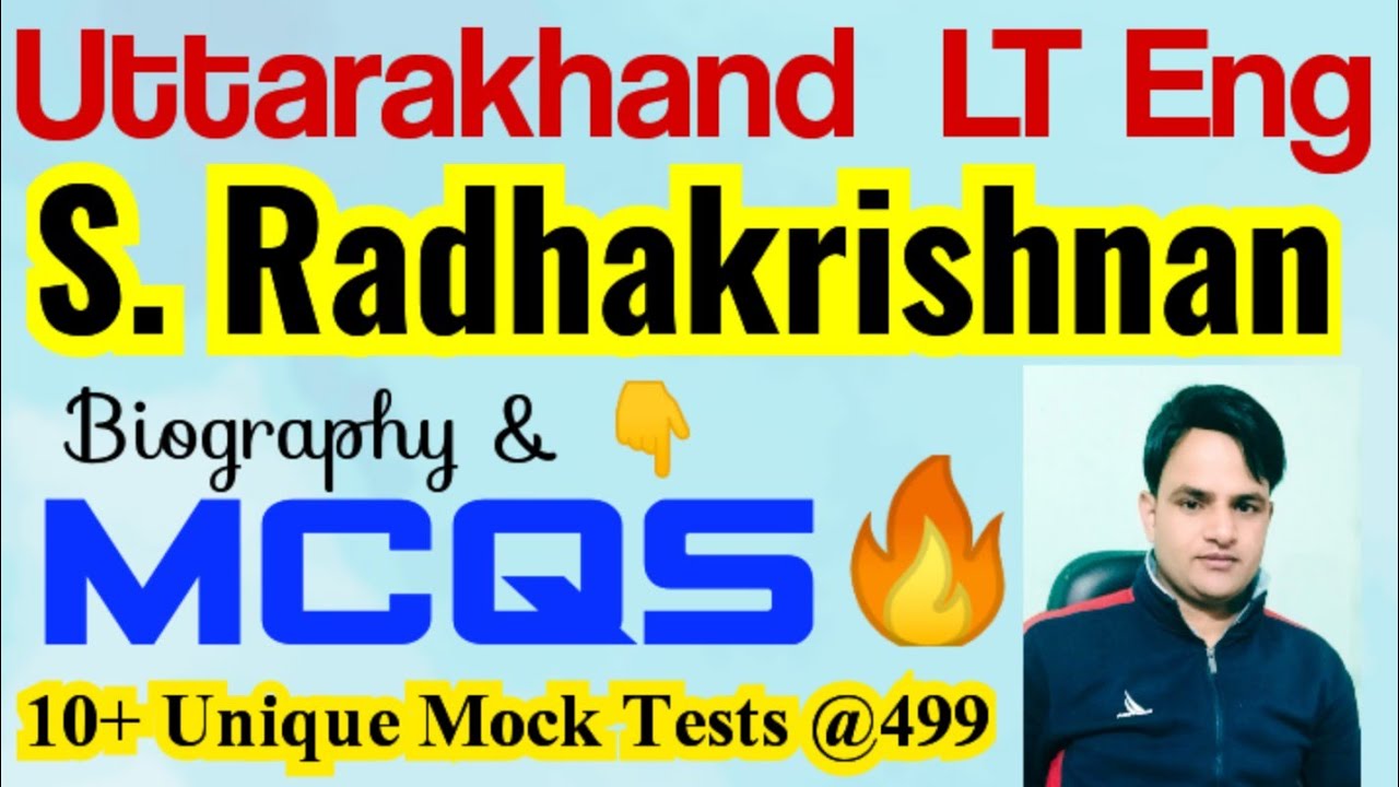 S.Radhakrishnan MCQs, Uttarakhand LT English ✅🔥