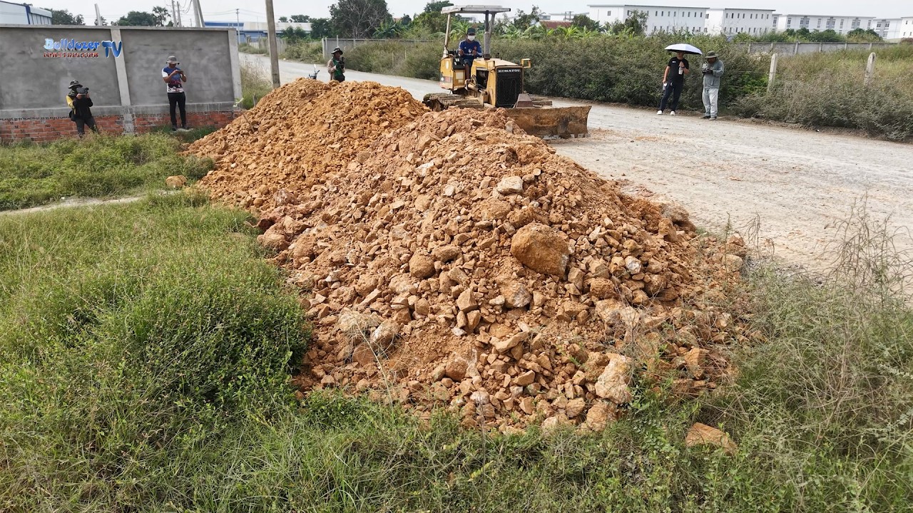 Perfectly Landfill Project! Best Operation Of Bulldozer Push Soil With Dump Trucks Team