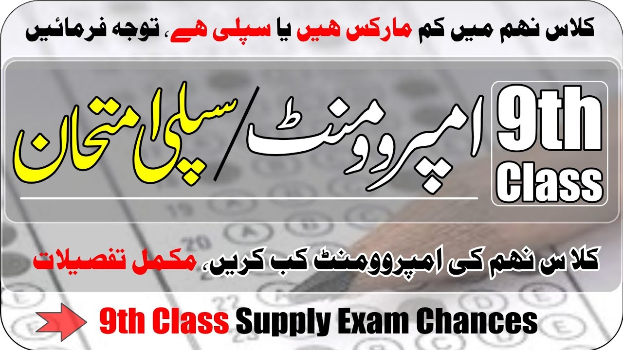 Class 9th Improvement 2024 | 9th Class Supplementary Exam | 9th Supply | Fail in Subjects | Grade...