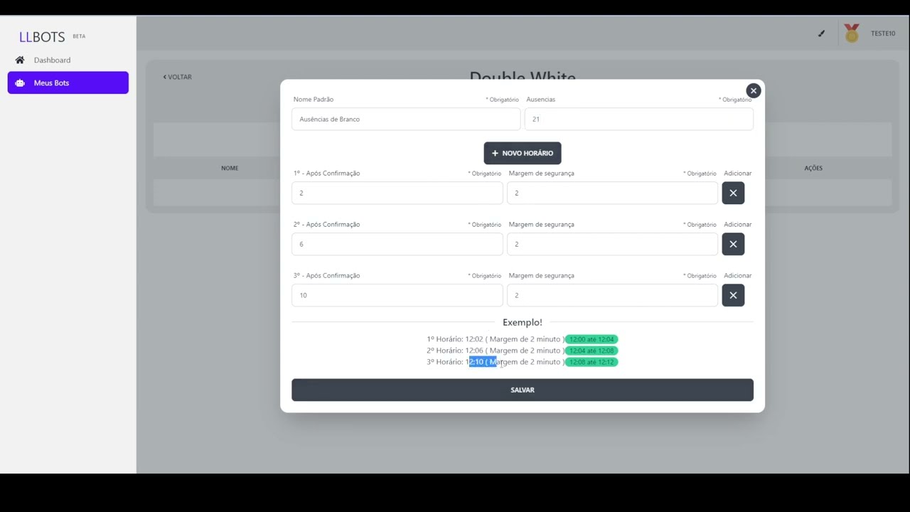 Rob&ocirc; de Sinais - Configurar Padr&otilde;es Double e Branco ( Blaze )