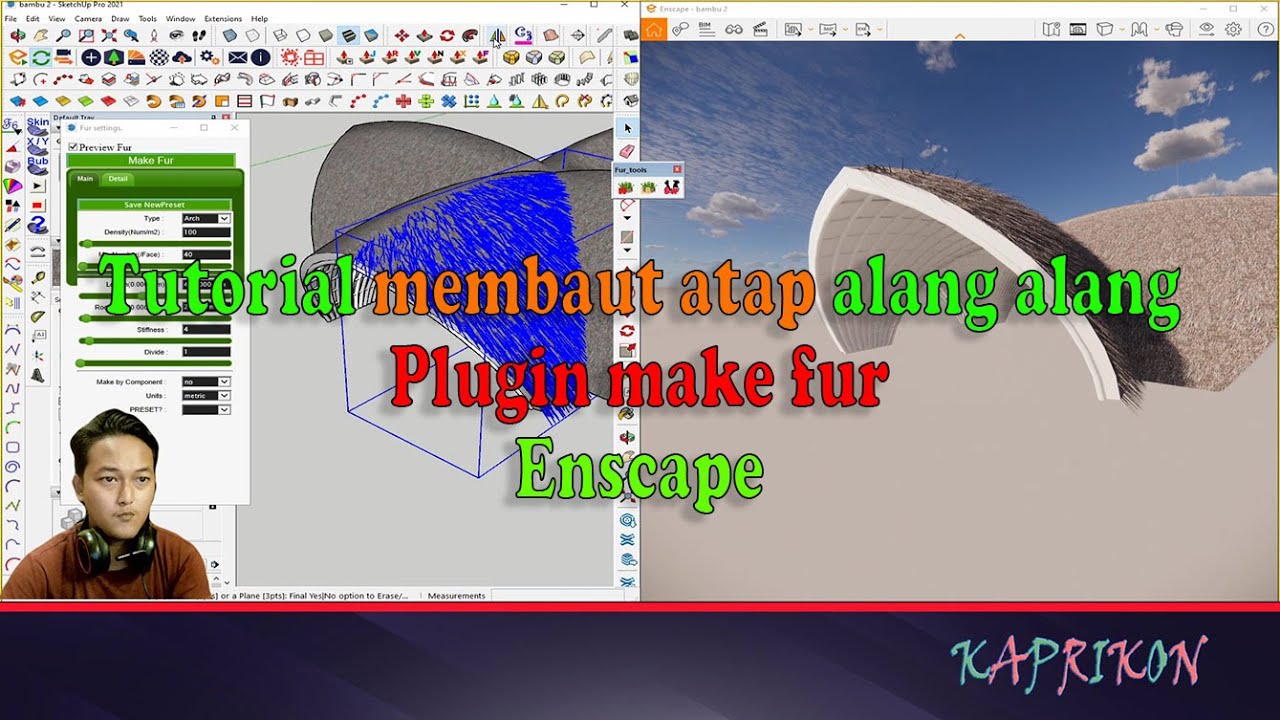 TUTORIAL MEMBUAT ATAP ALANG - ALANG DENGAN PLUGIN MAKE FUR | ENSCAPE