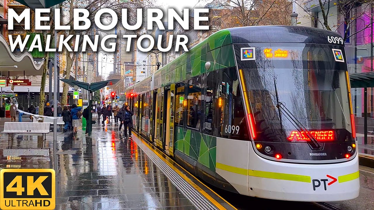 Melbourne City Walking Tour in Heavy Rain - From Spencer Street to Lonsdale Street | 4K Video