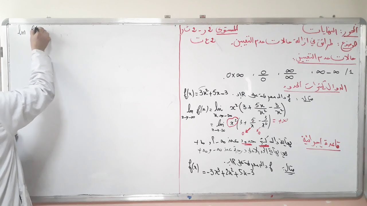 النهايات طرائق في ازالة حالات عدم التعيين للسنة ثانية ثانوي (رياضيات)