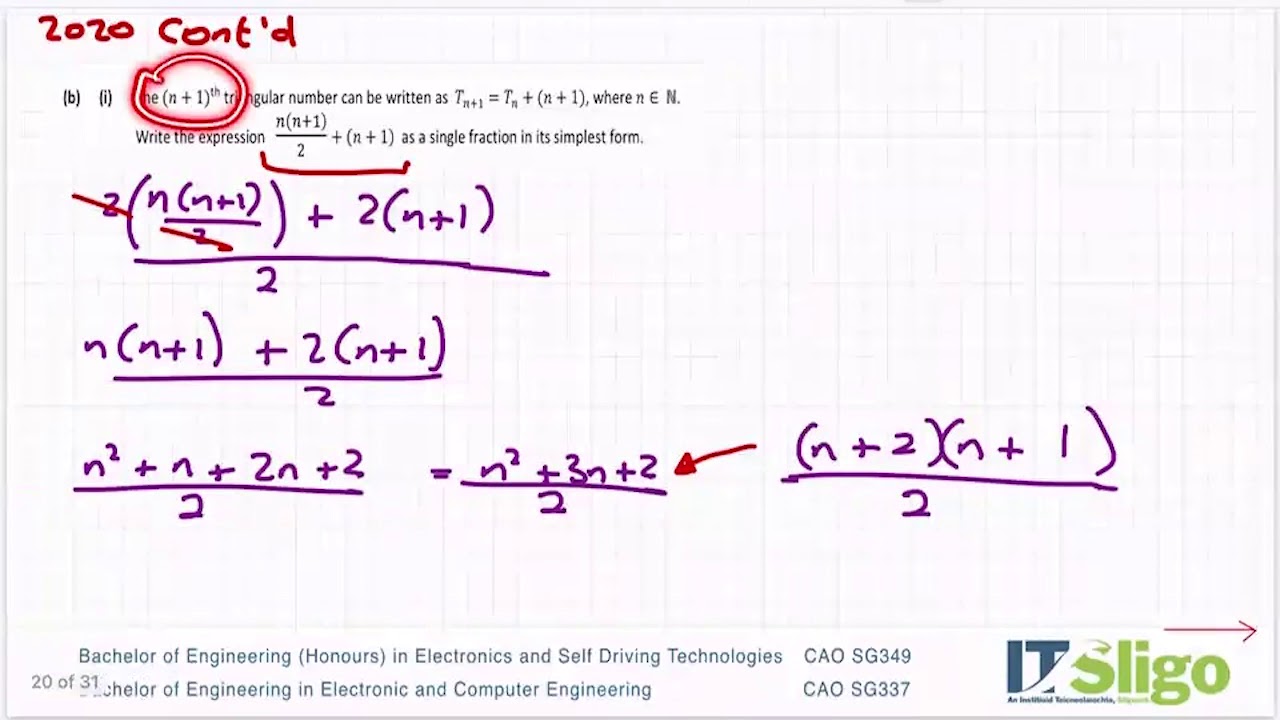 Sequence and Series 2020 Q7 Paper 1 Leaving Cert Higher Level Maths