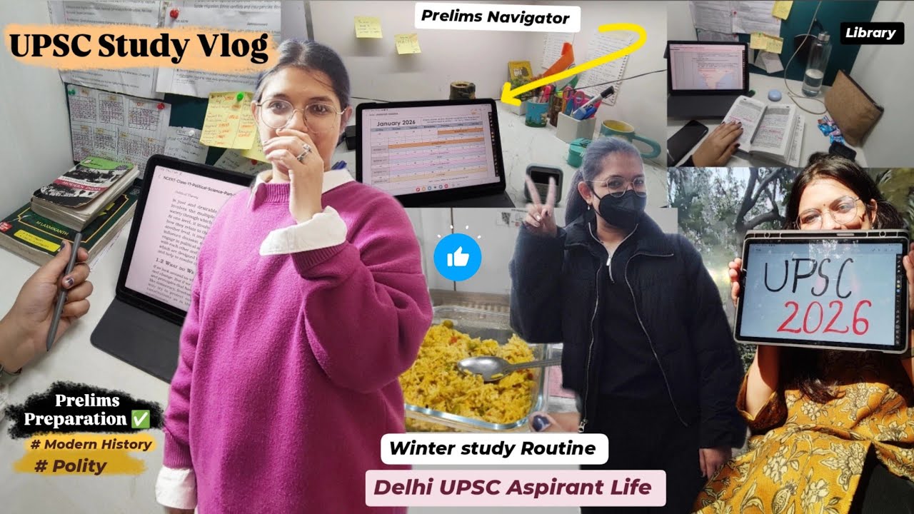 UPSC Study Vlog ( Prelims 2026) | library Study Routine| UPSC Prelims 2026 Strategy 