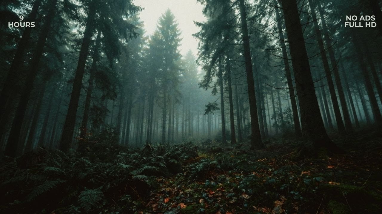 Dark Misty Forest Sounds for Deep Sleep | 9 Hours of Relaxing Nature Ambience