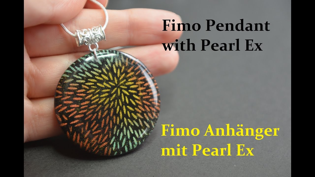 Fimo Anh&auml;nger mit Pearl Ex Polymer Clay Pendant with Pearl Ex DIY полимерная глина мастер класс