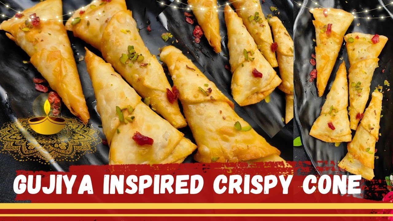 दिवाली मे बनाये Gujiya Inspired Crispy Cone | Gujiya cone | Crispy corn Gujiya | Diwali sweet