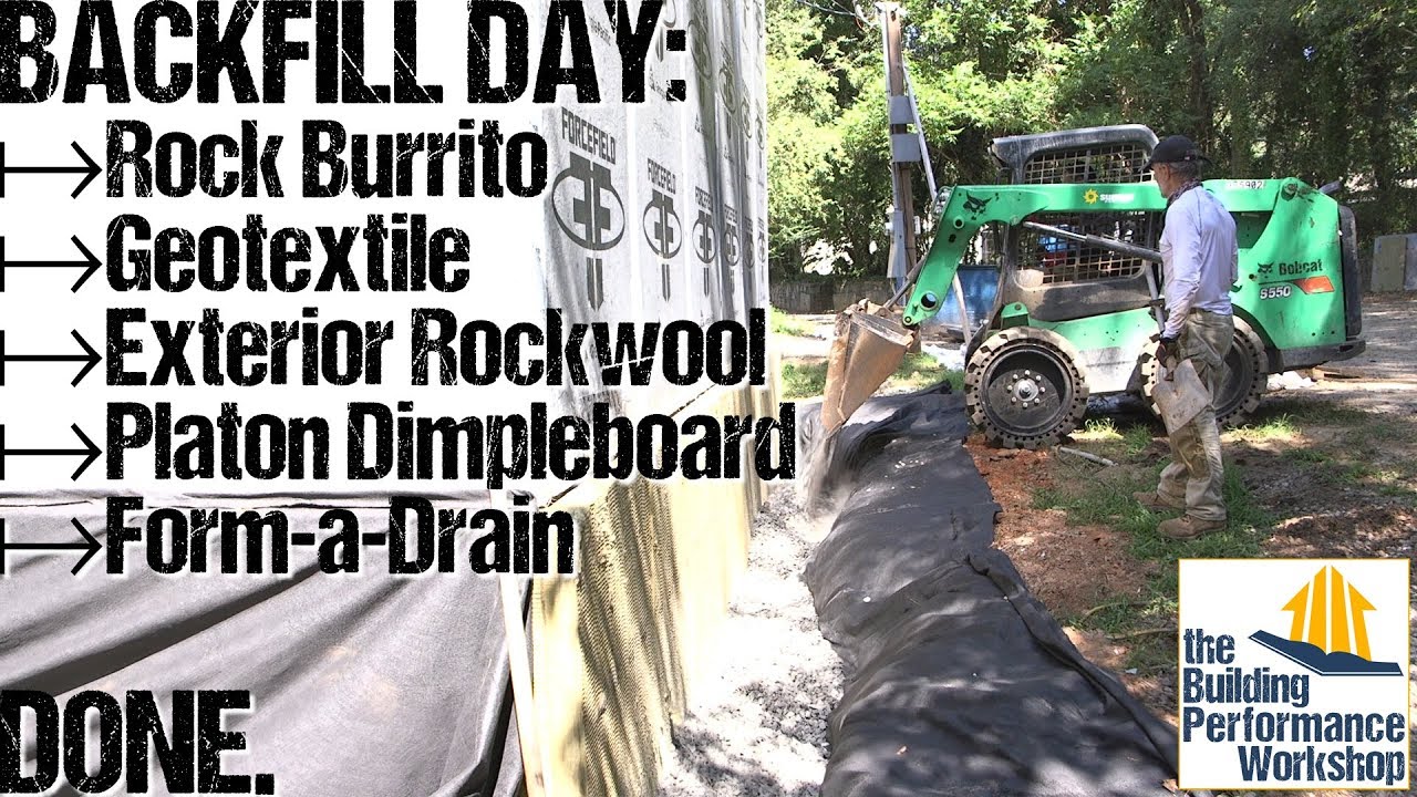 Foundation Backfilling: Geotextile, Exterior Insulation, Waterproofing & Drainage